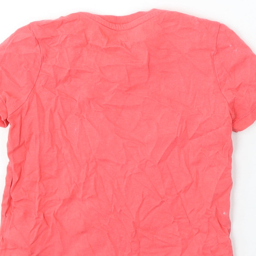 Marks and Spencer Boys Red  Cotton Basic T-Shirt Size 5-6 Years Round Neck