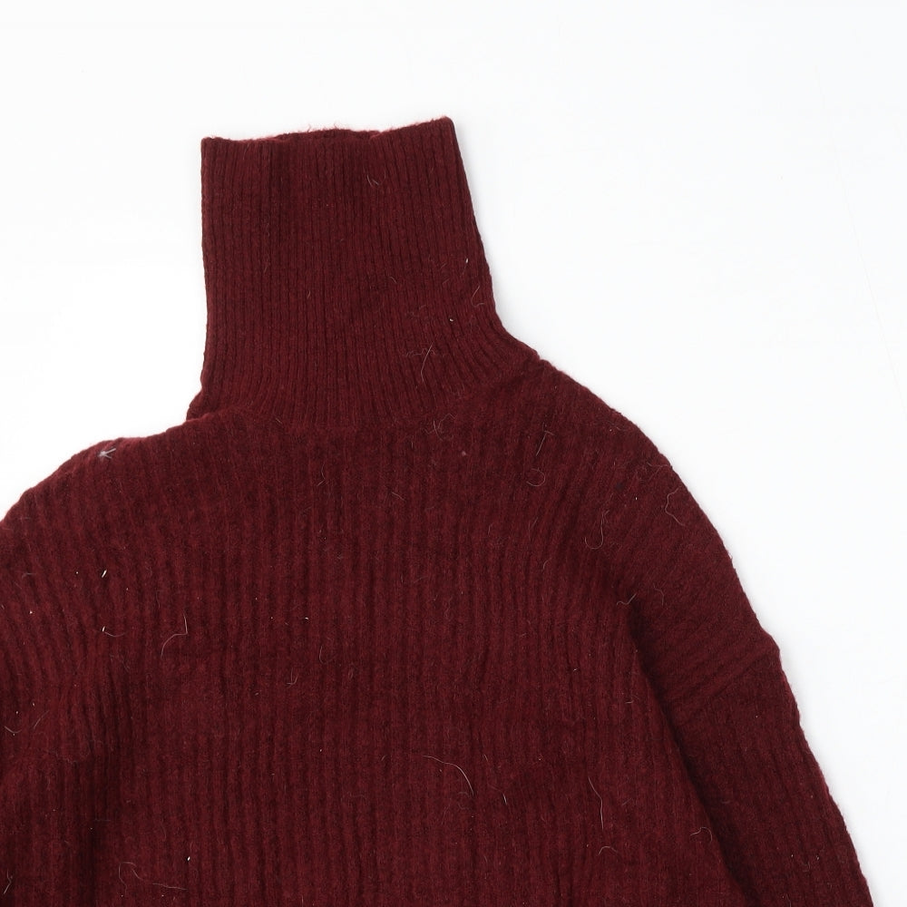 H&M Womens Red Roll Neck  Acrylic Pullover Jumper Size M