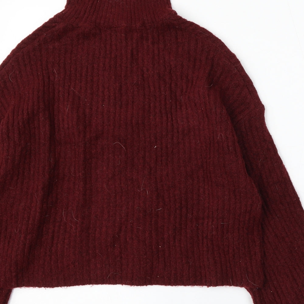H&M Womens Red Roll Neck  Acrylic Pullover Jumper Size M