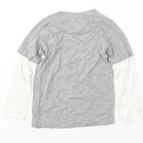 George Girls Grey Geometric Cotton Basic T-Shirt Size 6-7 Years Round Neck