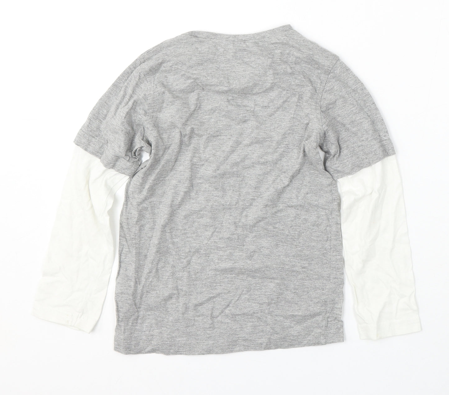 George Girls Grey Geometric Cotton Basic T-Shirt Size 6-7 Years Round Neck