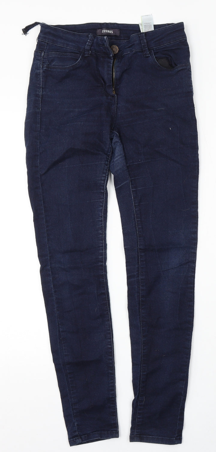 Marks and Spencer Womens Blue Cotton Skinny Jeans Size 8 L29 in Regular Button