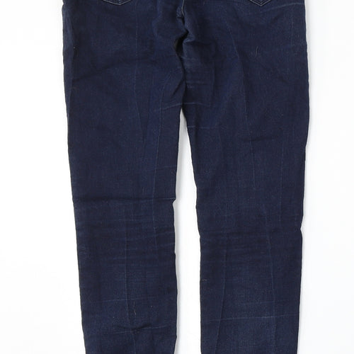 Marks and Spencer Womens Blue  Cotton Skinny Jeans Size 8 L29 in Regular Button