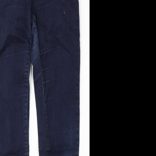Marks and Spencer Womens Blue  Cotton Skinny Jeans Size 8 L29 in Regular Button