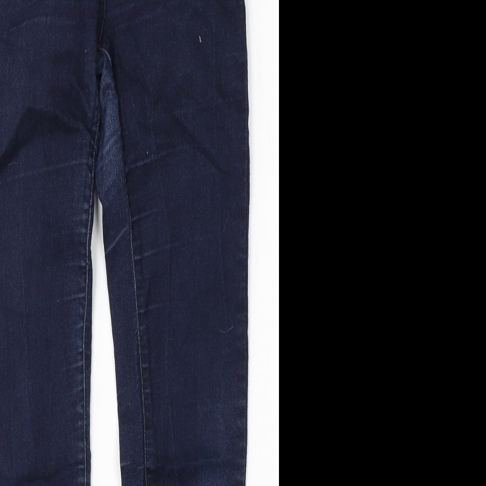 Marks and Spencer Womens Blue  Cotton Skinny Jeans Size 8 L29 in Regular Button