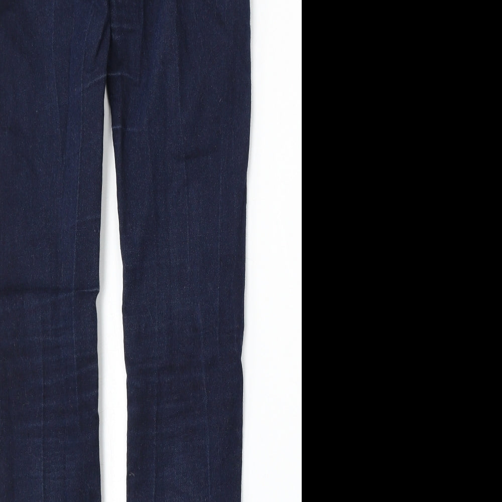 Marks and Spencer Womens Blue  Cotton Skinny Jeans Size 8 L29 in Regular Button