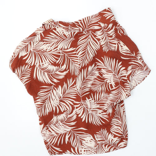 Primark Womens Red Floral Viscose Basic Blouse Size 6 Collared