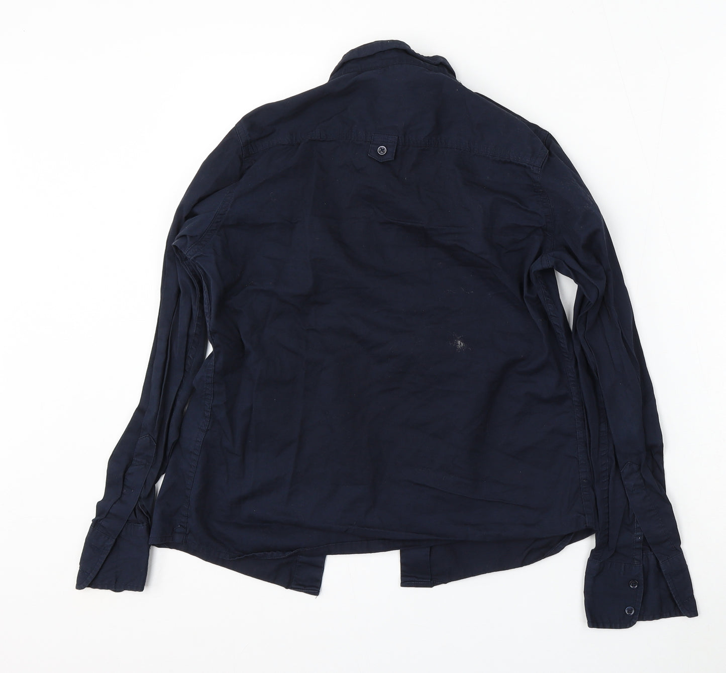 Russell Womens Blue  Cotton Basic Button-Up Size S Collared