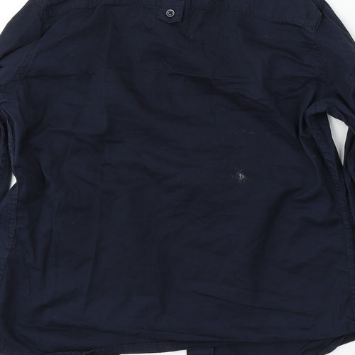 Russell Womens Blue  Cotton Basic Button-Up Size S Collared