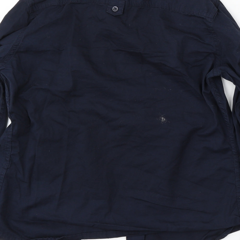 Russell Womens Blue  Cotton Basic Button-Up Size S Collared