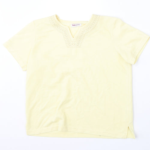 Bonmarché Womens Yellow Round Neck  Polyester Pullover Jumper Size S
