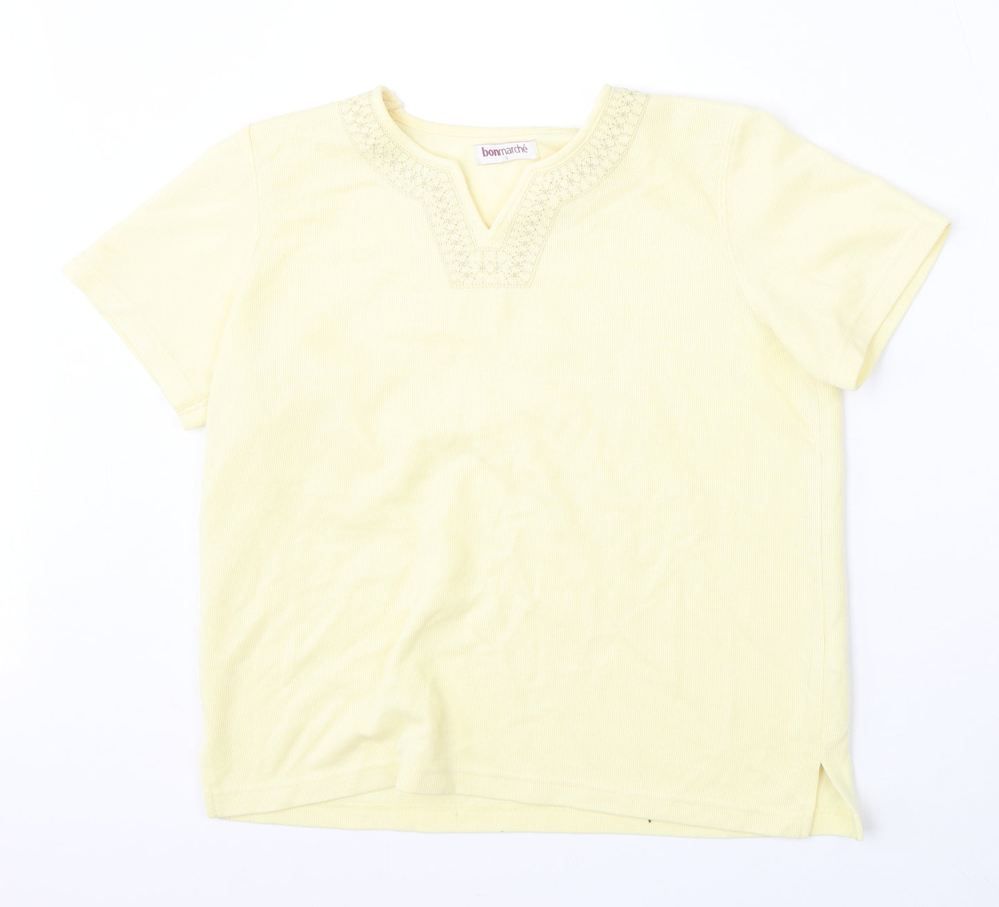 Bonmarché Womens Yellow Round Neck  Polyester Pullover Jumper Size S