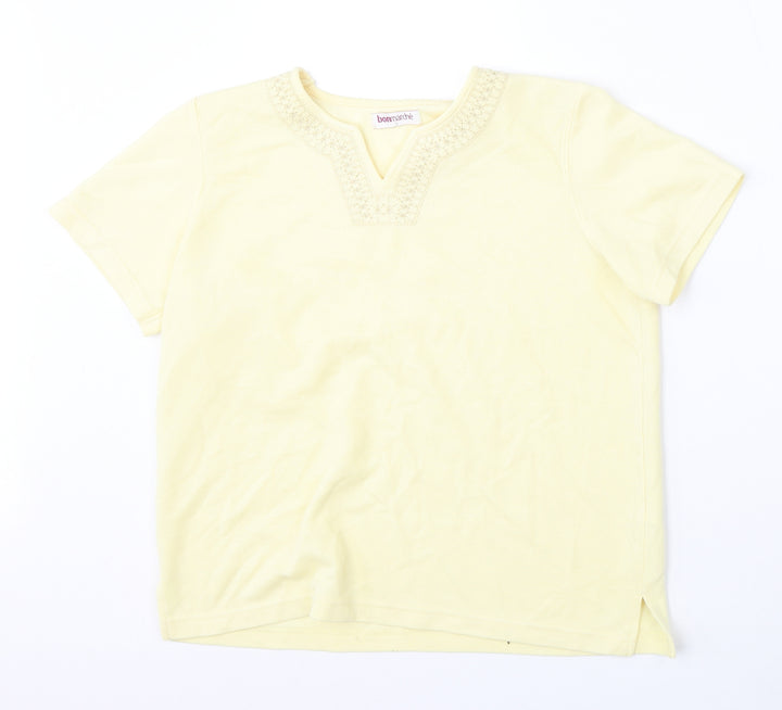 Bonmarché Womens Yellow Round Neck  Polyester Pullover Jumper Size S