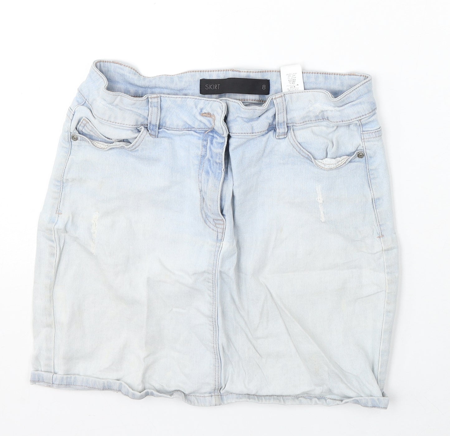 NEXT Womens Blue  Cotton Straight & Pencil Skirt Size 8