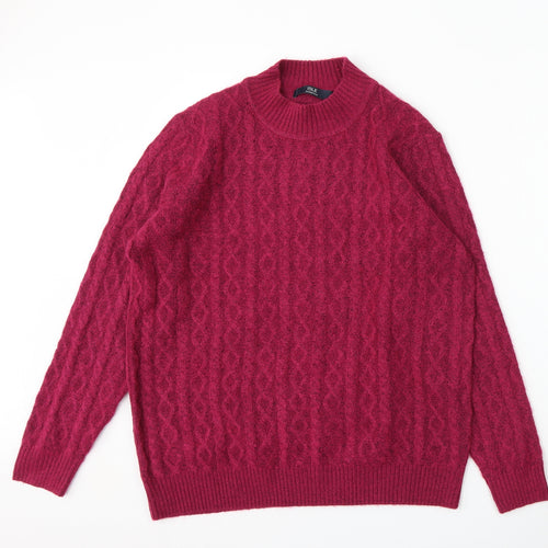 Isle Essentials Womens Purple Mock Neck  Acrylic Pullover Jumper Size M
