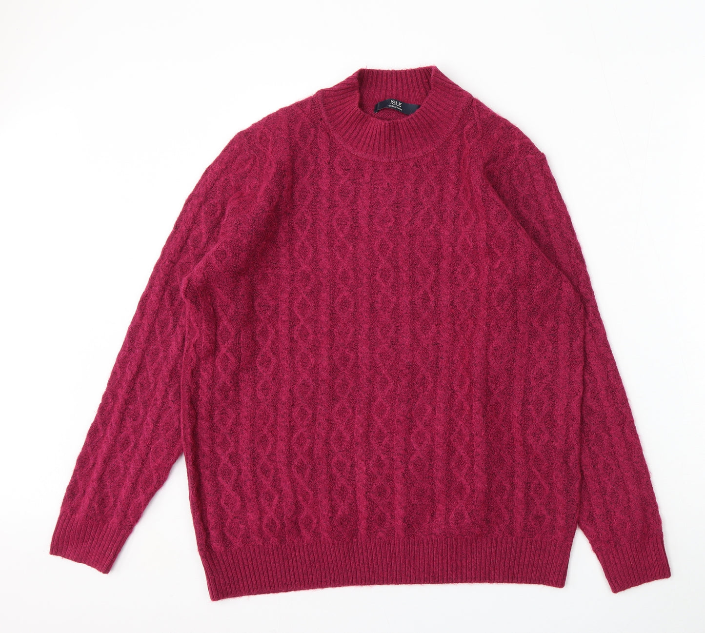 Isle Essentials Womens Purple Mock Neck  Acrylic Pullover Jumper Size M