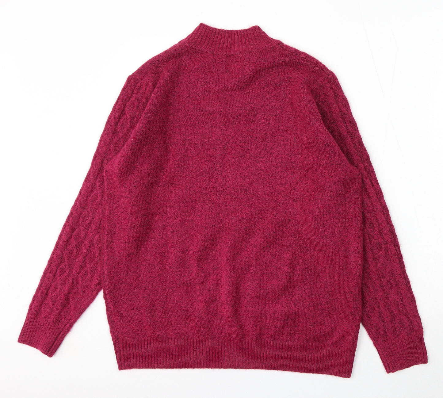 Isle Essentials Womens Purple Mock Neck  Acrylic Pullover Jumper Size M