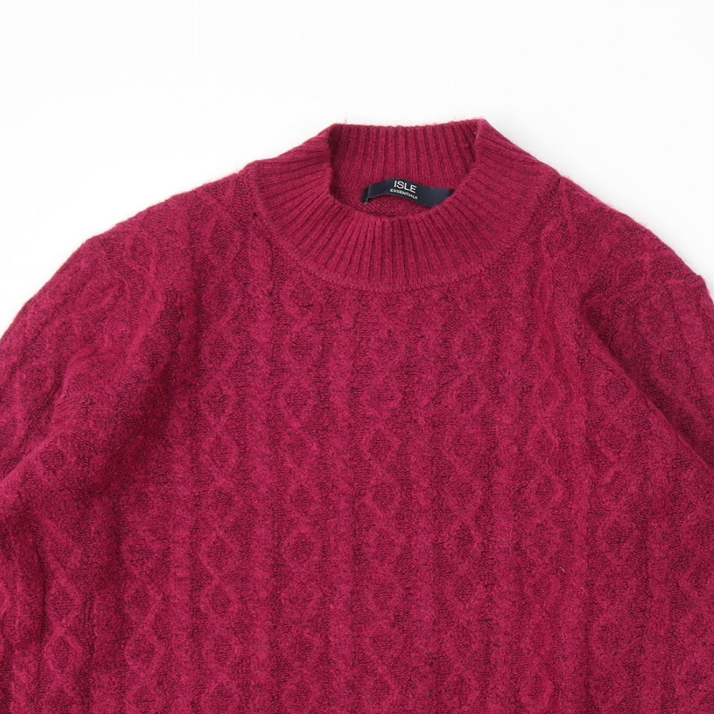 Isle Essentials Womens Purple Mock Neck  Acrylic Pullover Jumper Size M