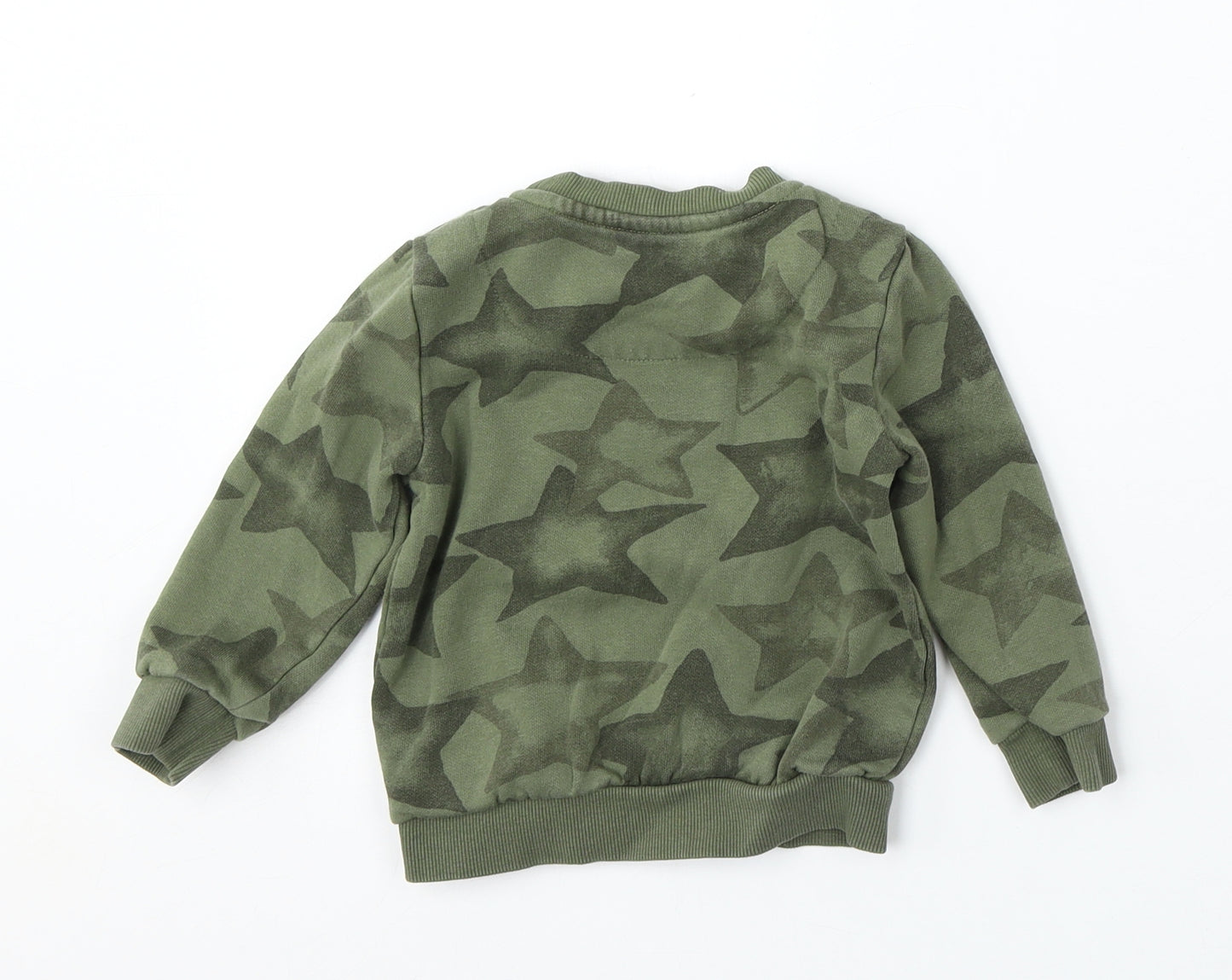 F&F Boys Green Camouflage Cotton Pullover Jumper Size 12-18 Months