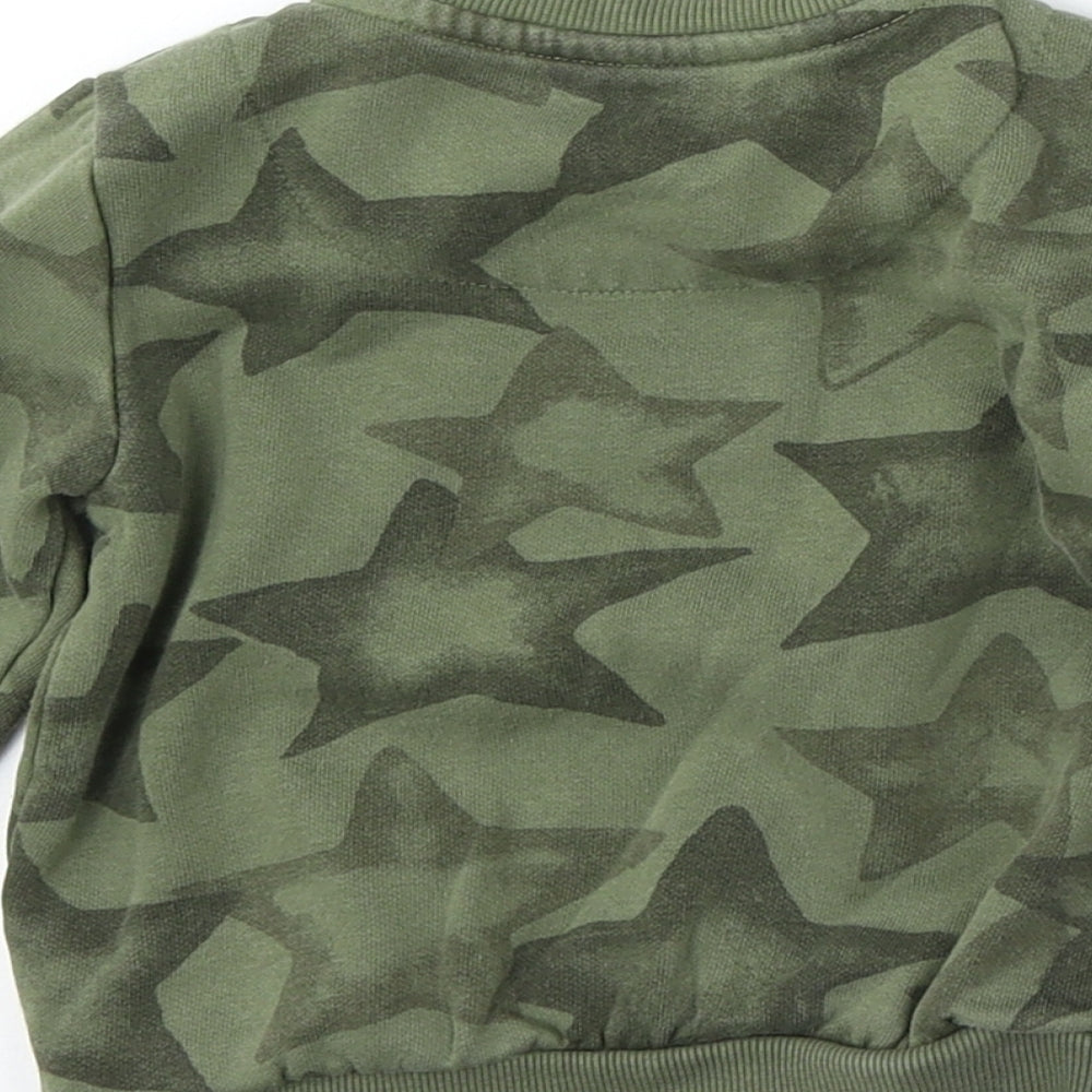 F&F Boys Green Camouflage Cotton Pullover Jumper Size 12-18 Months