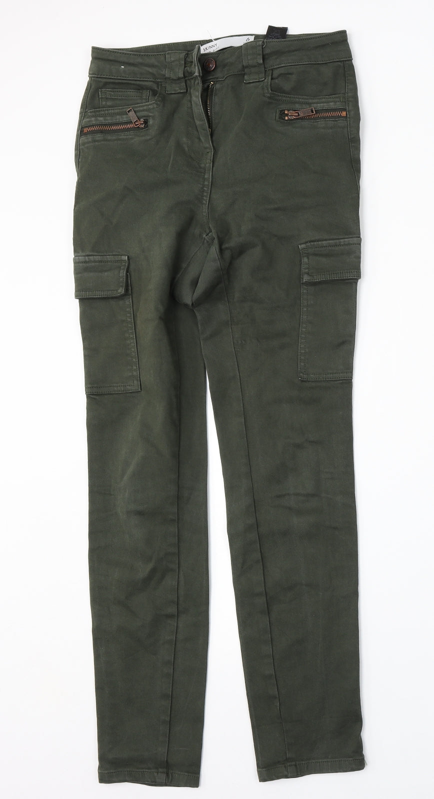 NEXT Womens Green  Cotton Straight Jeans Size 6 L29 in Regular Button