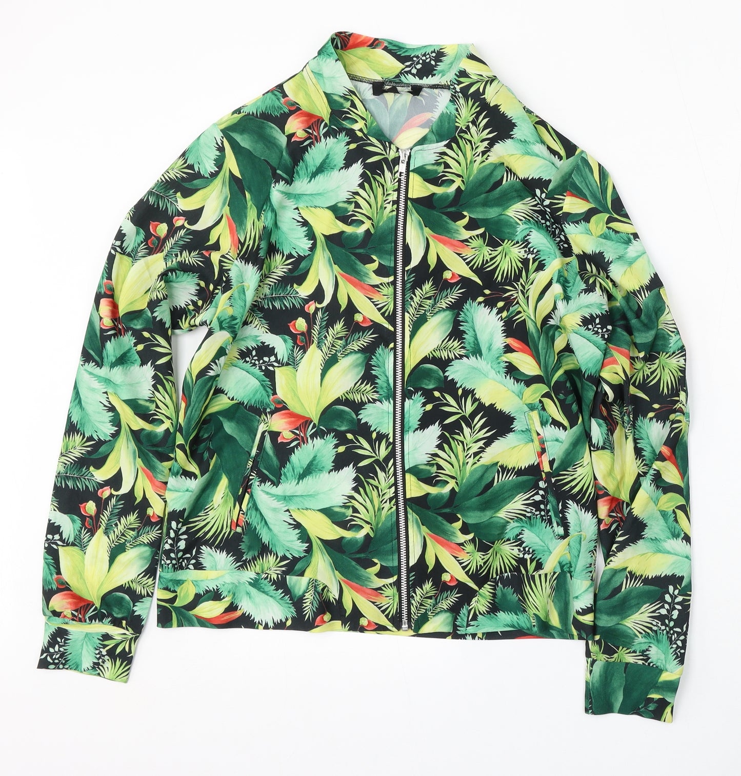 New Look Womens Multicoloured Floral  Bomber Jacket Jacket Size 14  Zip