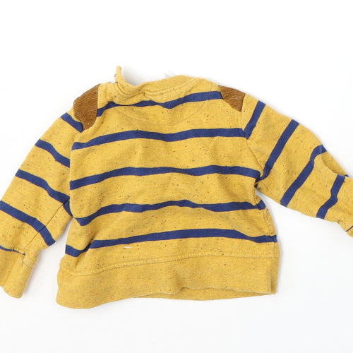 Mini Club Boys Yellow Striped Cotton Pullover Jumper Size 6-9 Months  Snap
