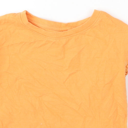 NEXT Girls Orange  Cotton Basic T-Shirt Size 5 Years Round Neck