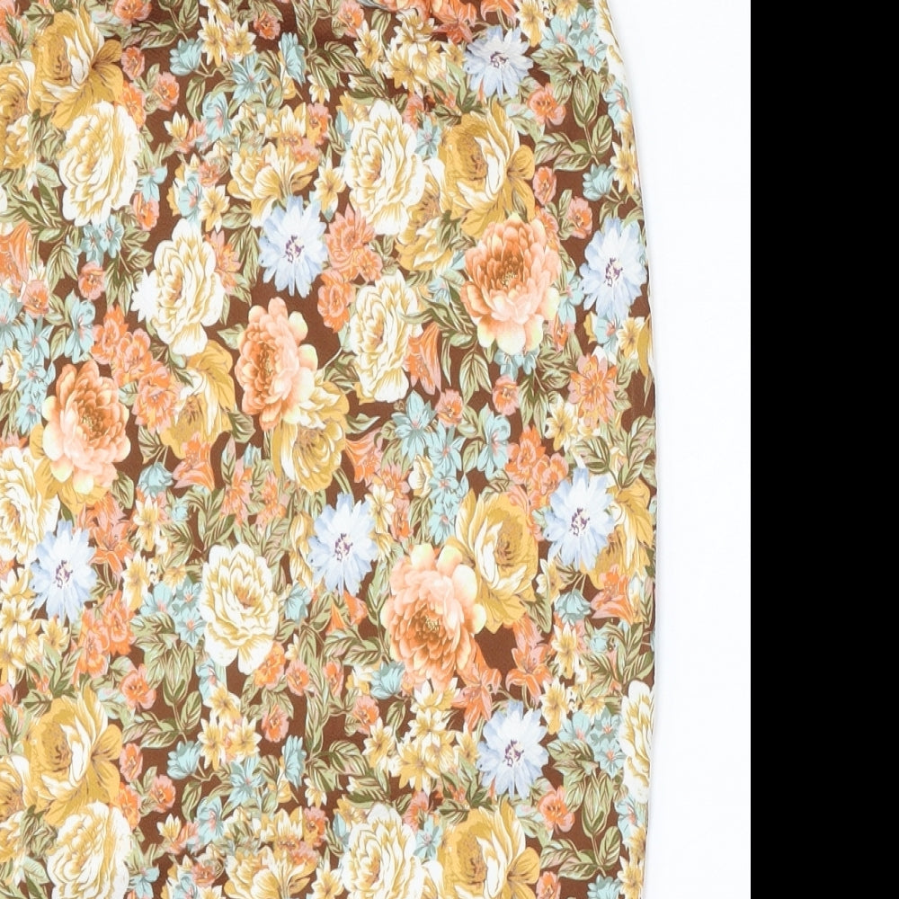 SheIn Womens Multicoloured Floral Polyester Straight & Pencil Skirt Size M