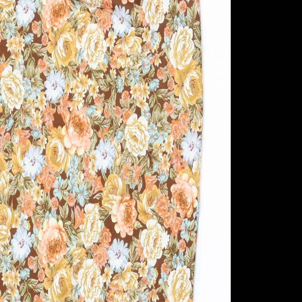 SheIn Womens Multicoloured Floral Polyester Straight & Pencil Skirt Size M
