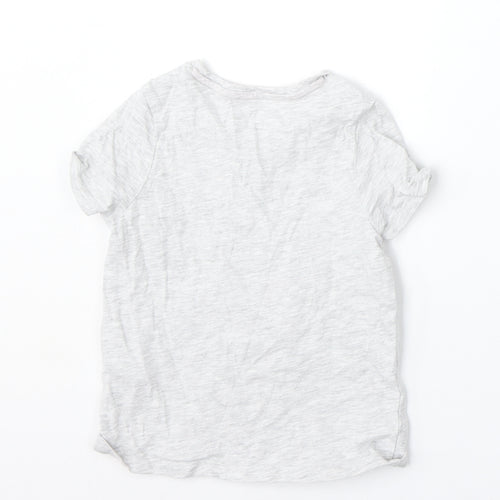 Marks and Spencer Girls Grey  Cotton Basic T-Shirt Size 4-5 Years Round Neck