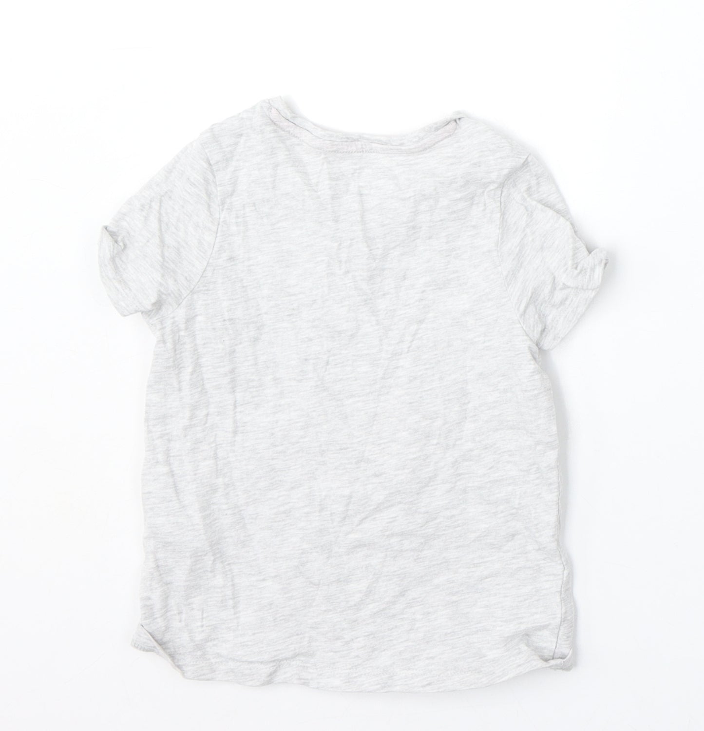 Marks and Spencer Girls Grey  Cotton Basic T-Shirt Size 4-5 Years Round Neck