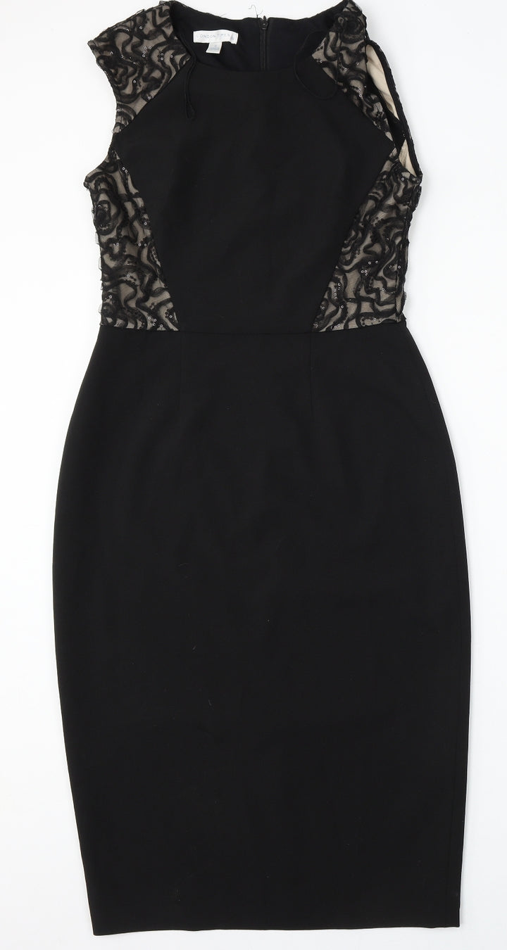 London Times Womens Black Polyester Bodycon Size 4 Round Neck