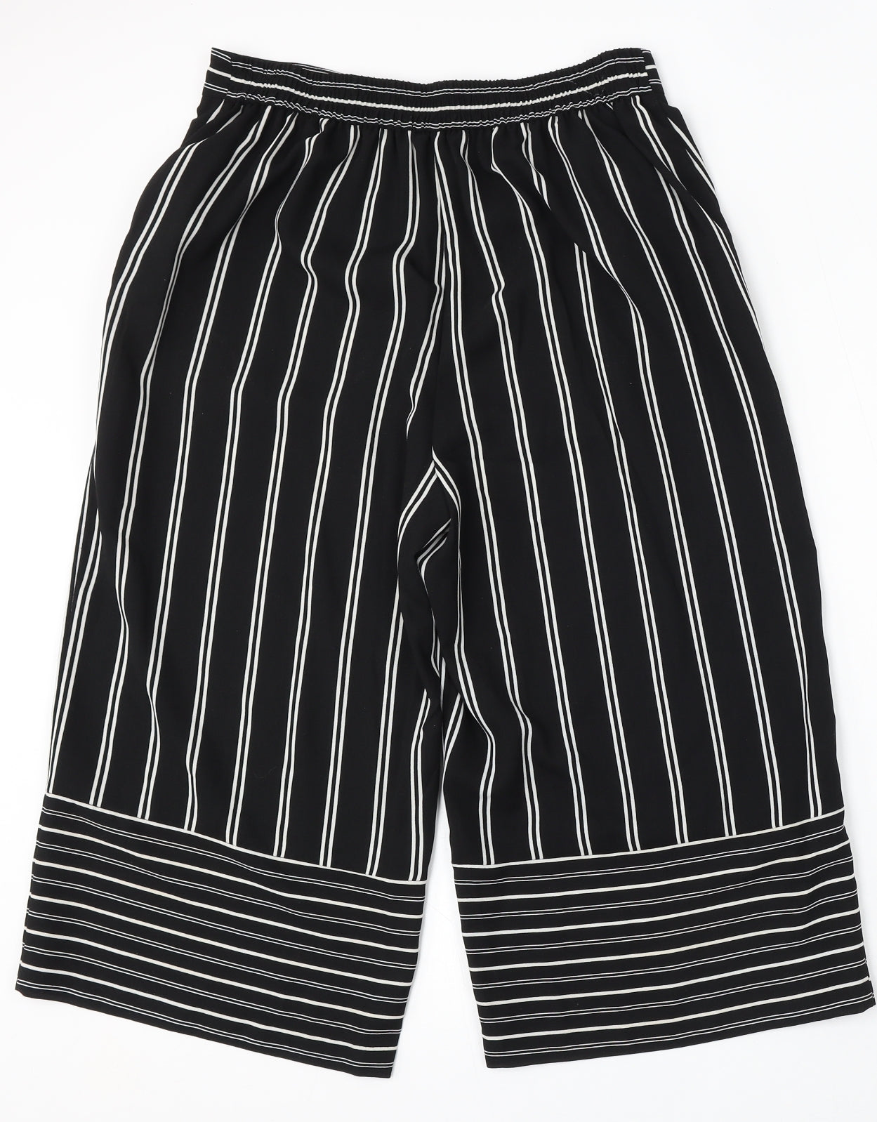 George Womens Black Striped Polyester Trousers  Size 12 L21 in Regular  - Cropped