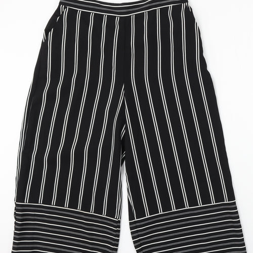 George Womens Black Striped Polyester Trousers  Size 12 L21 in Regular  - Cropped