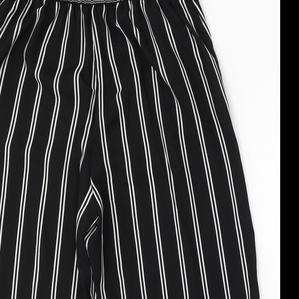George Womens Black Striped Polyester Trousers  Size 12 L21 in Regular  - Cropped