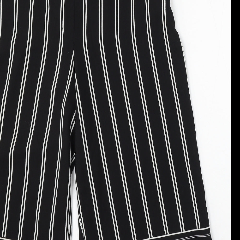 George Womens Black Striped Polyester Trousers  Size 12 L21 in Regular  - Cropped