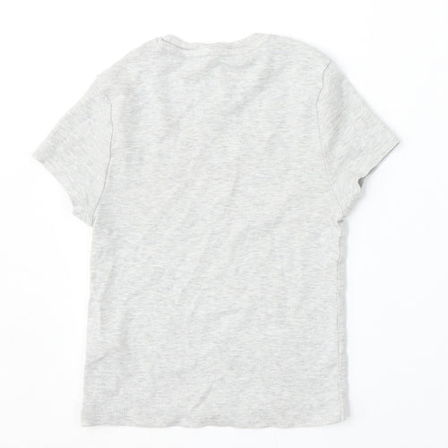 Marks and Spencer Girls Grey  Cotton Basic T-Shirt Size 7-8 Years Round Neck