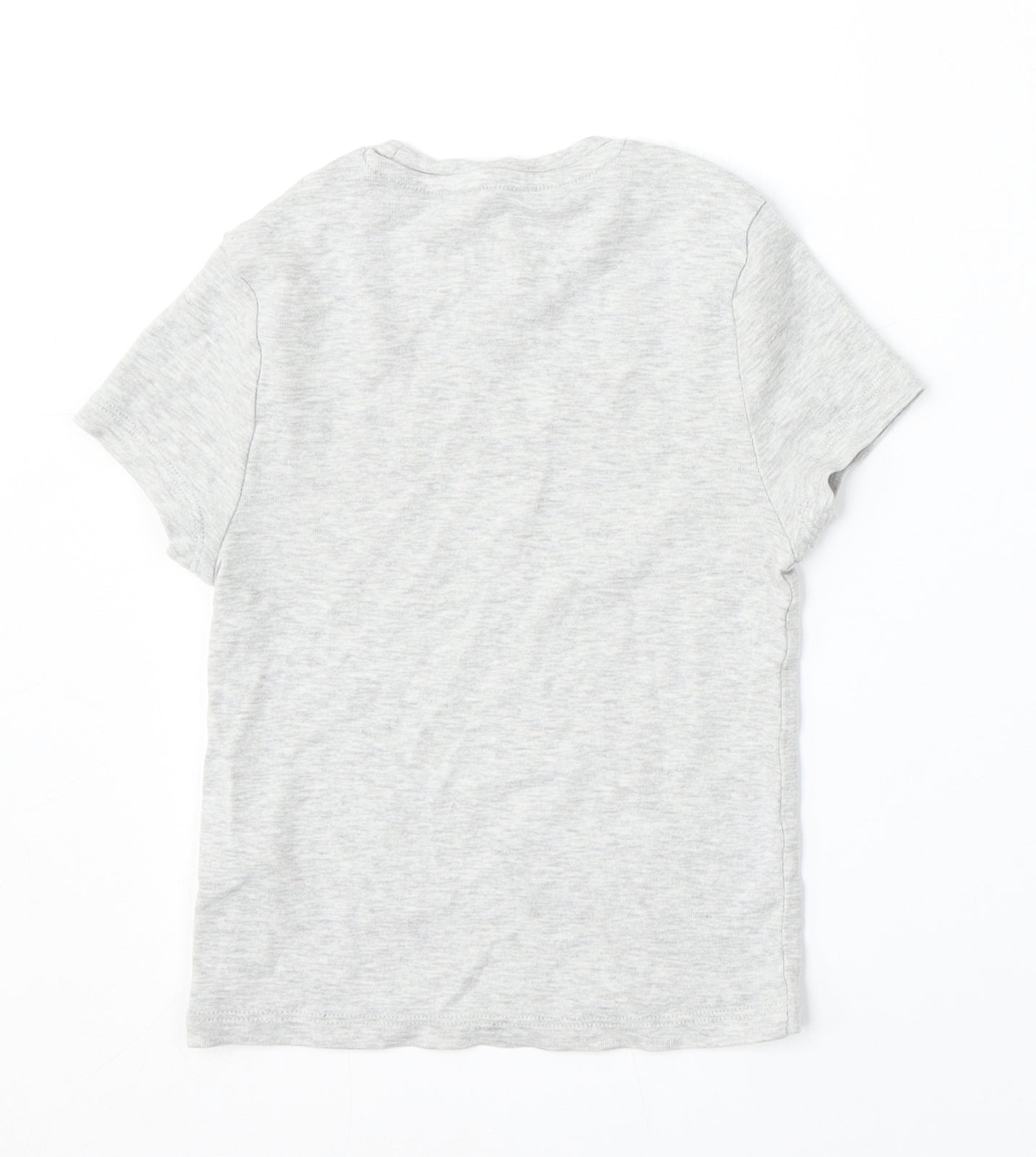 Marks and Spencer Girls Grey  Cotton Basic T-Shirt Size 7-8 Years Round Neck