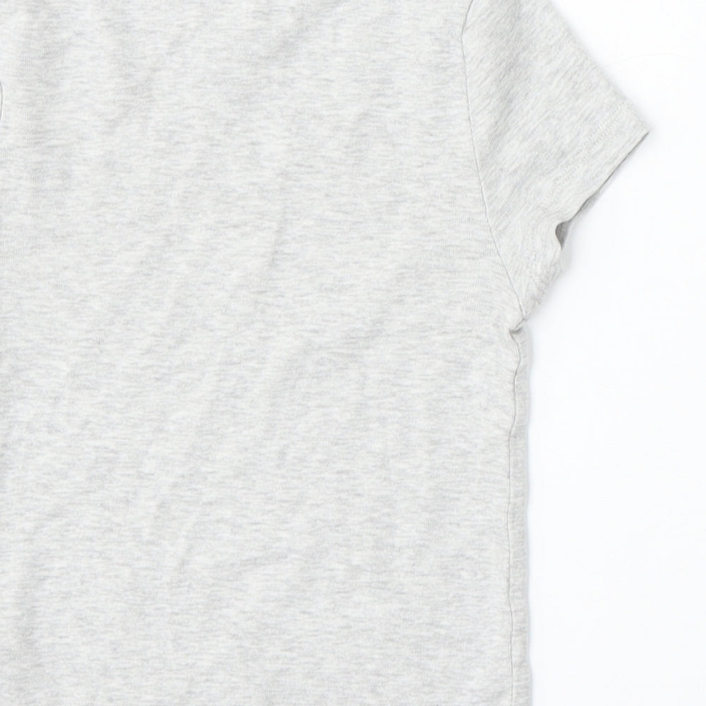 Marks and Spencer Girls Grey  Cotton Basic T-Shirt Size 7-8 Years Round Neck