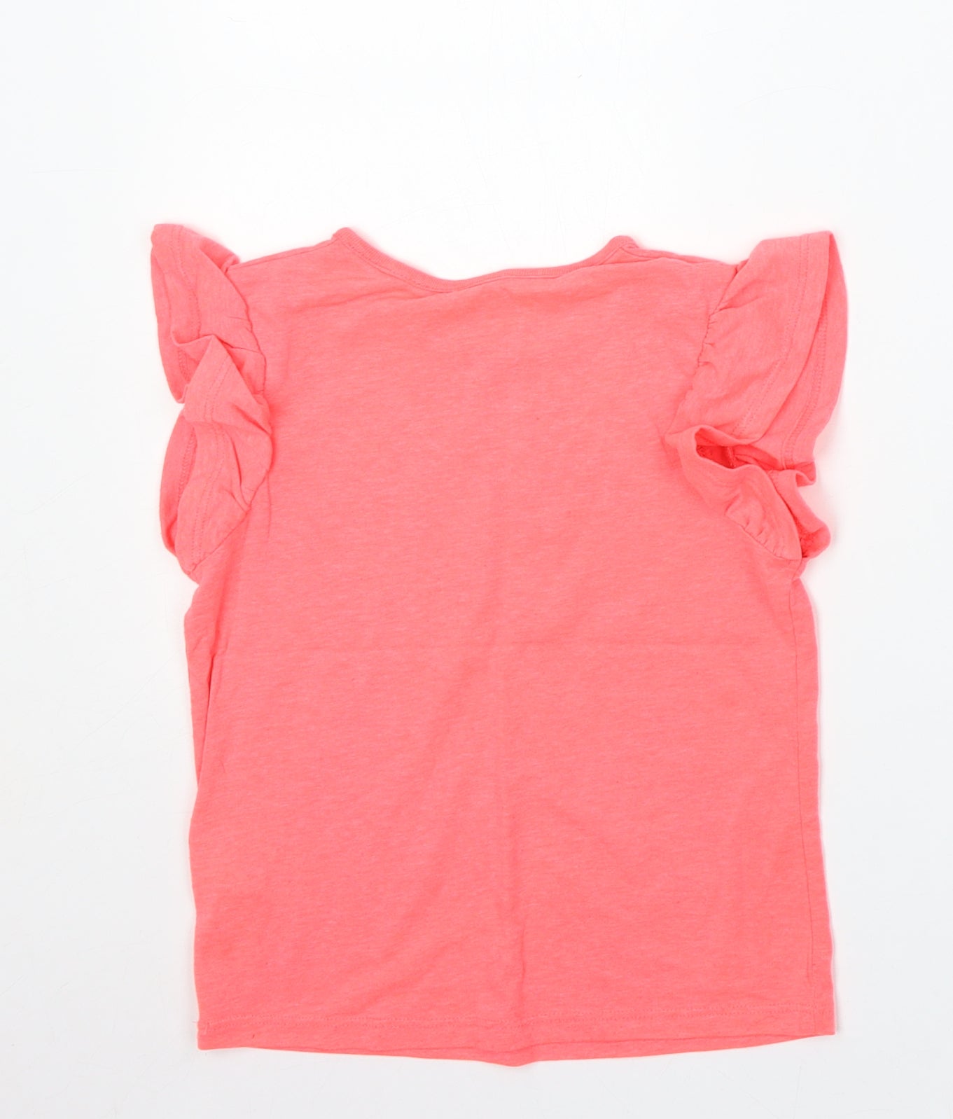 Marks and Spencer Girls Pink  Polyester Basic T-Shirt Size 5-6 Years Round Neck