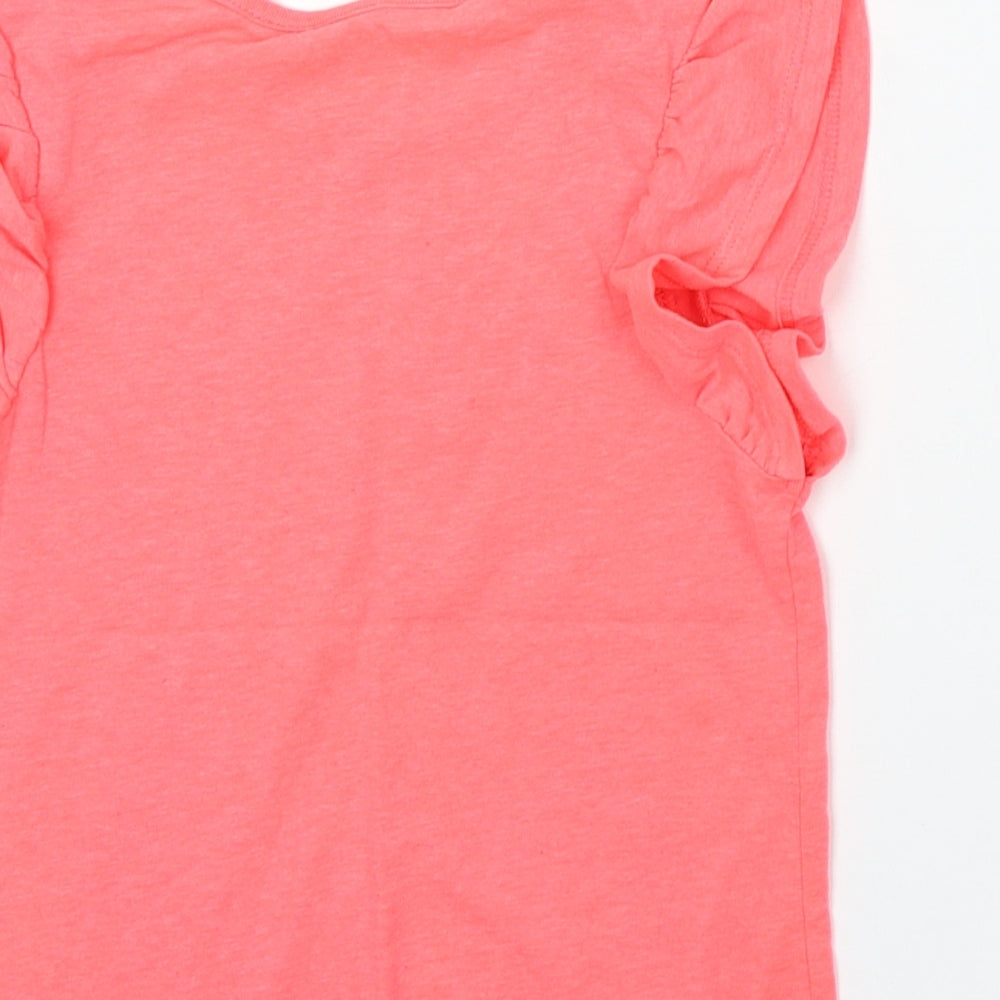 Marks and Spencer Girls Pink  Polyester Basic T-Shirt Size 5-6 Years Round Neck
