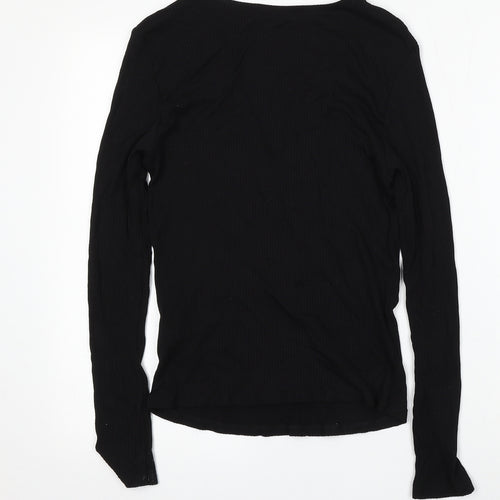 Miss Selfridge Womens Black V-Neck  Viscose Pullover Jumper Size 14
