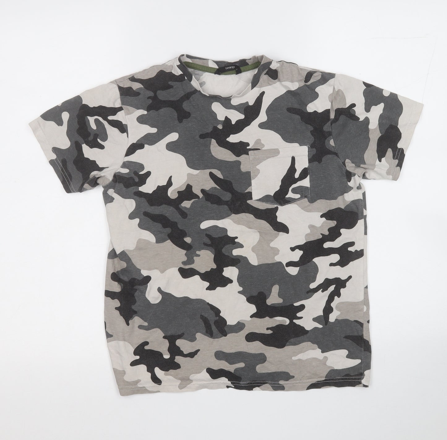 George Boys Grey Camouflage Cotton Pullover Polo Size 12-13 Years Round Neck
