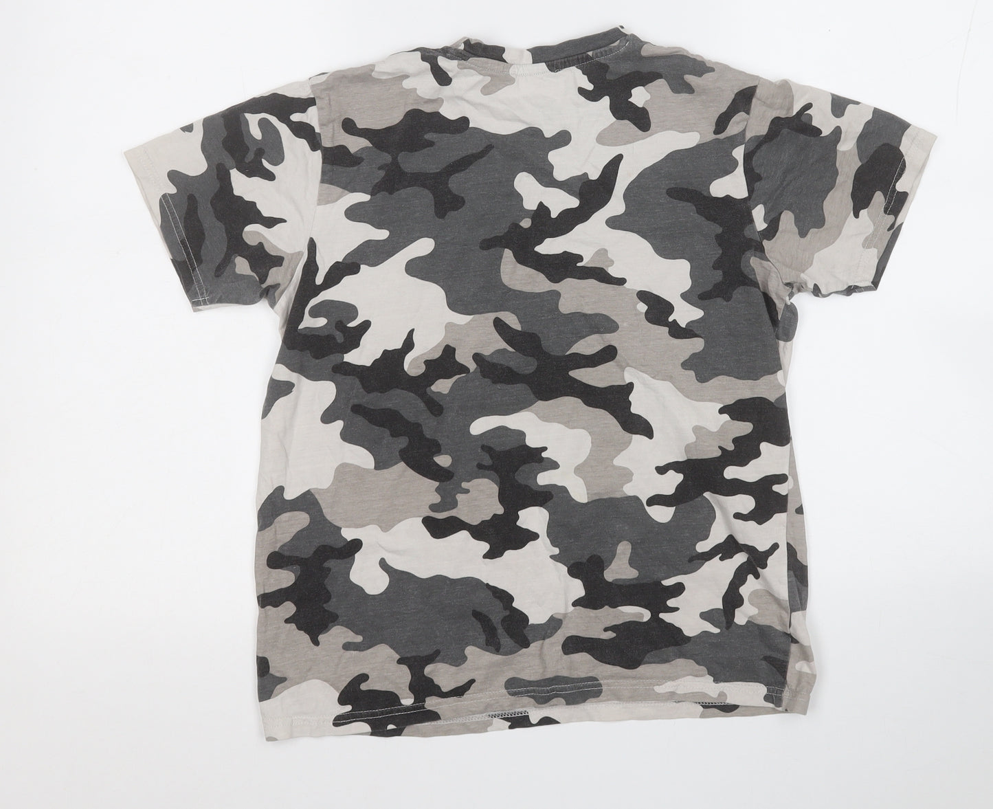 George Boys Grey Camouflage Cotton Pullover Polo Size 12-13 Years Round Neck