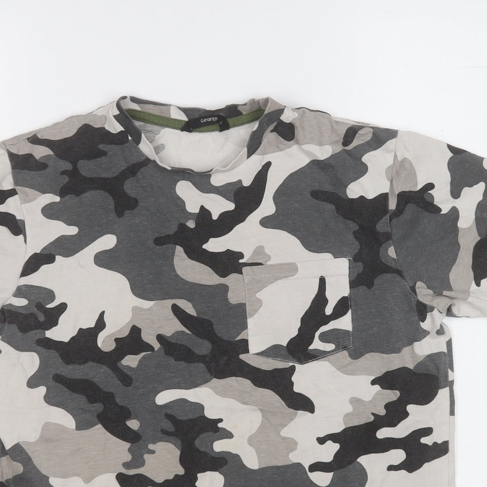 George Boys Grey Camouflage Cotton Pullover Polo Size 12-13 Years Round Neck
