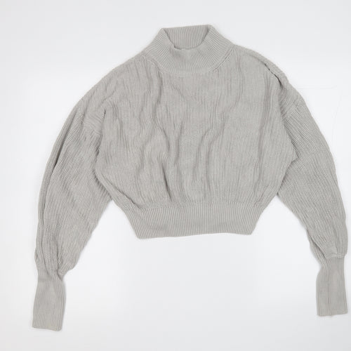 Nakd Womens Grey Mock Neck  Acrylic Pullover Jumper Size S