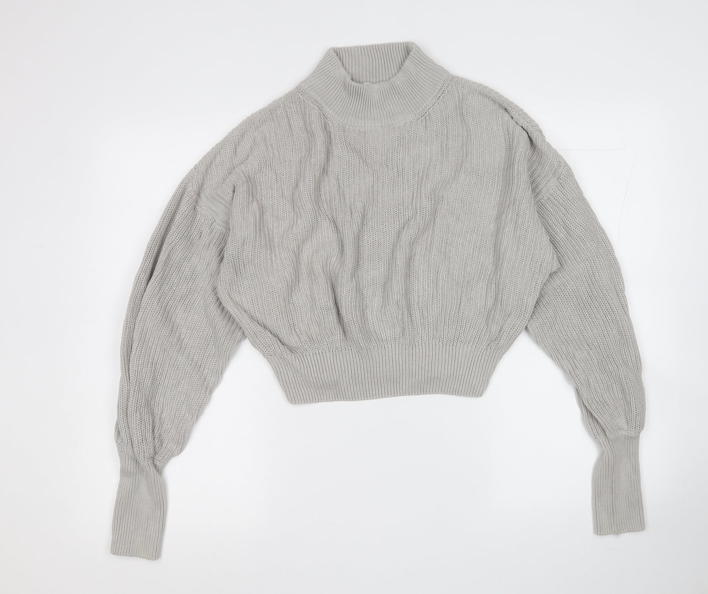 Nakd Womens Grey Mock Neck  Acrylic Pullover Jumper Size S