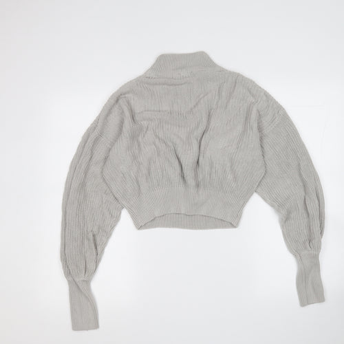 Nakd Womens Grey Mock Neck  Acrylic Pullover Jumper Size S