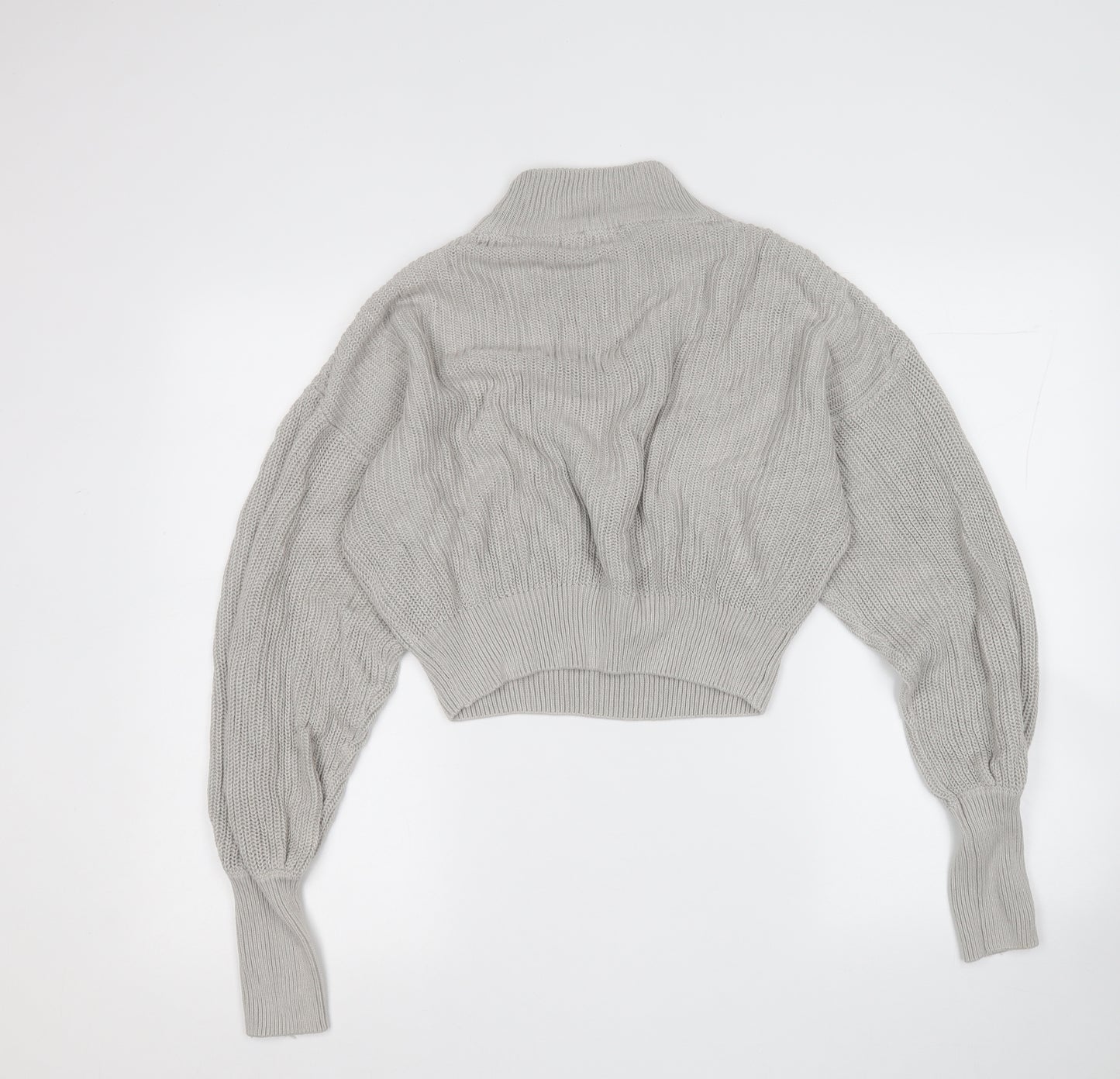 Nakd Womens Grey Mock Neck  Acrylic Pullover Jumper Size S